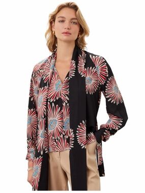 Obando Collective x RTR Bold Floral Wrap Neck Blouse. Size 6.